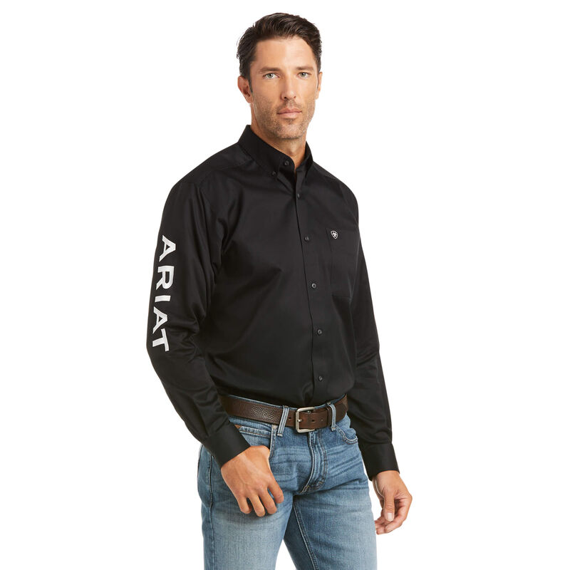 Camisas Ariat Team Logo Twill Fitted Negras Hombre - Chile 813-QRSMZF